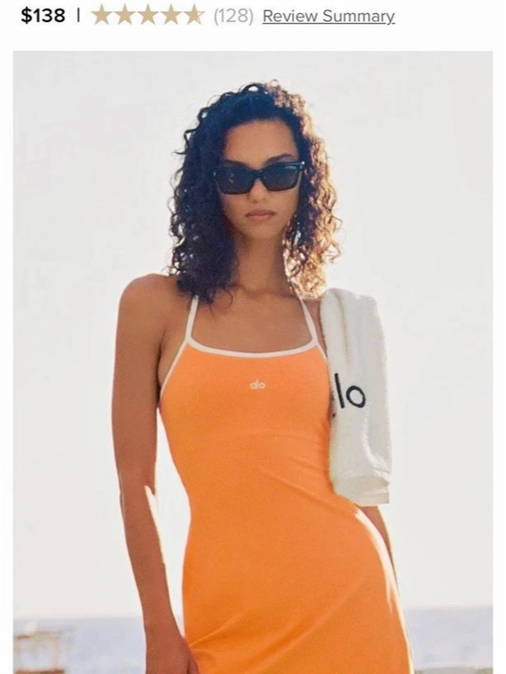 ALO Soft Sculpt Halter Tennis Dress Orange Halter Maxi Dress Like New